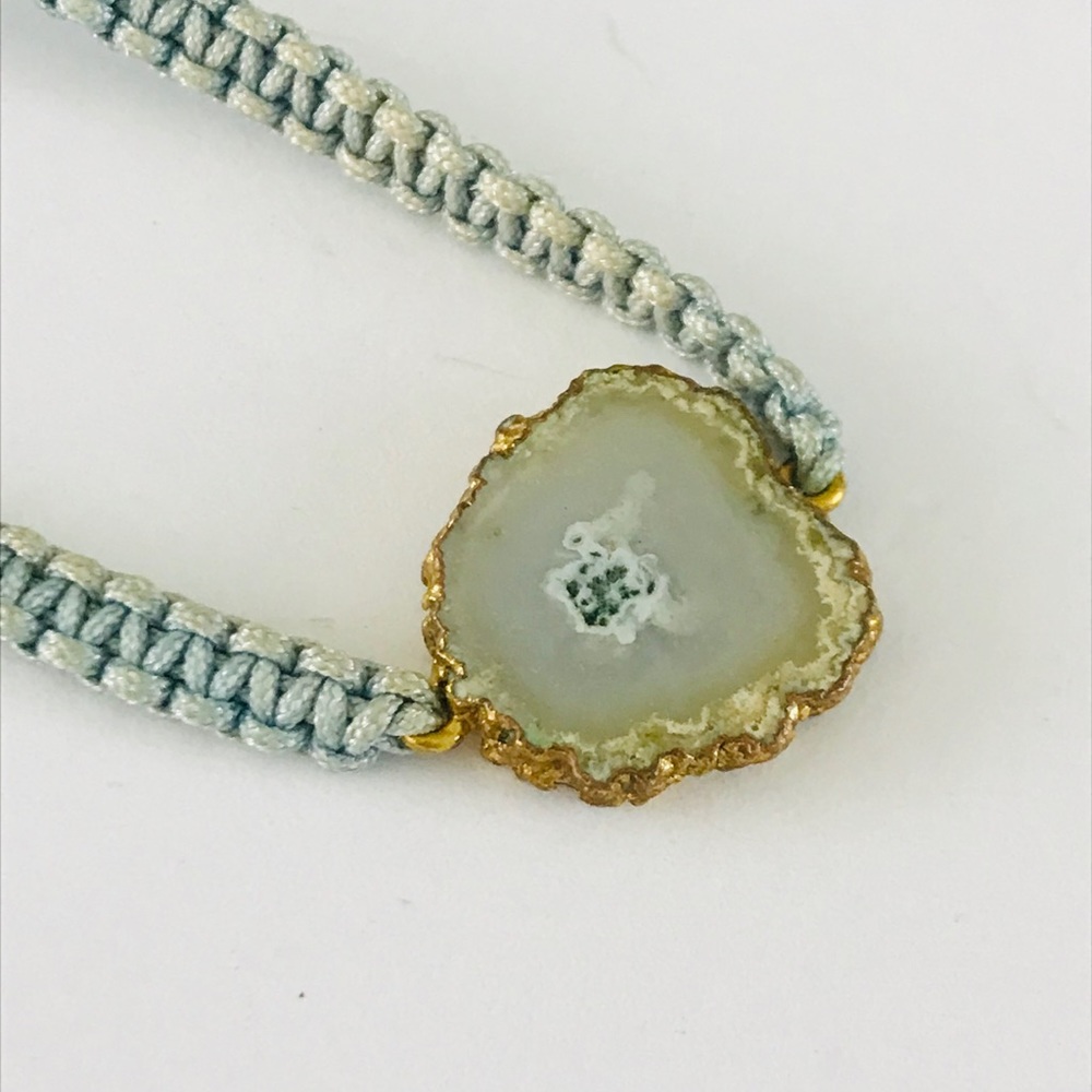 Agate Stone With 14KT Gold Surround